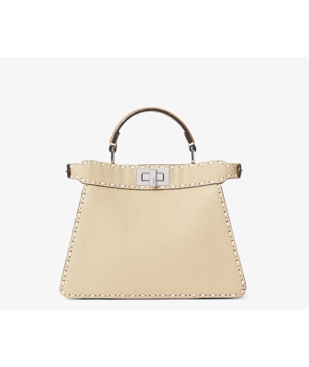 FENDI Бежевая кожаная сумка тоут, фото 7