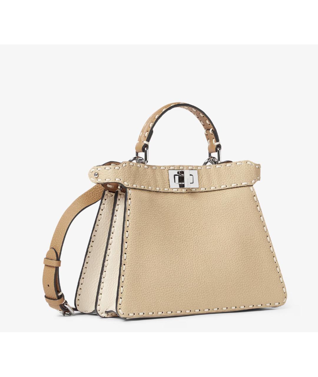 FENDI Бежевая кожаная сумка тоут, фото 3