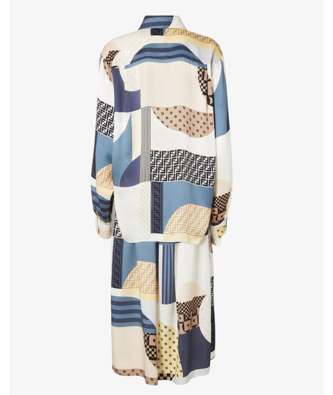 FENDI Мульти шелковое повседневное платье, фото 2