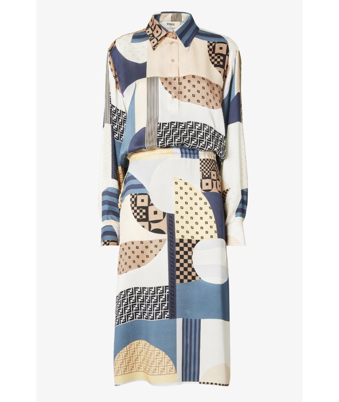 FENDI Мульти шелковое повседневное платье, фото 4