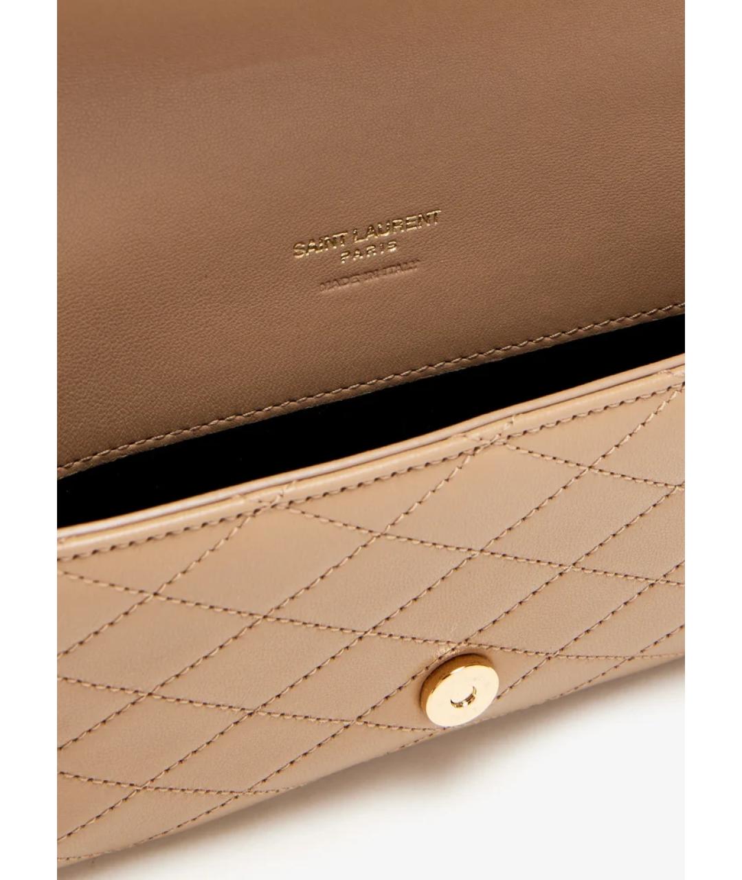 SAINT LAURENT Коричневая кожаная сумка через плечо, фото 4