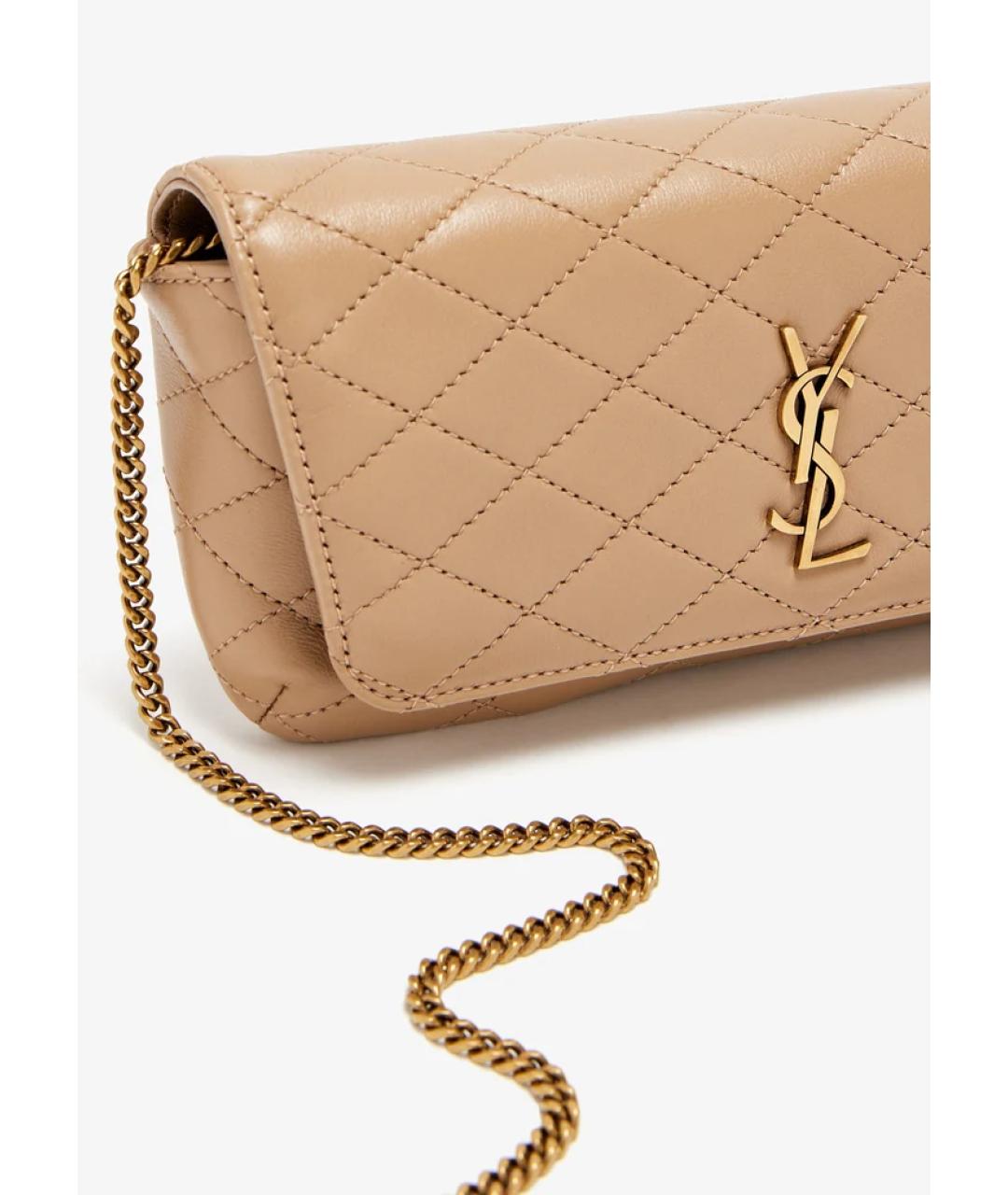 SAINT LAURENT Коричневая кожаная сумка через плечо, фото 2