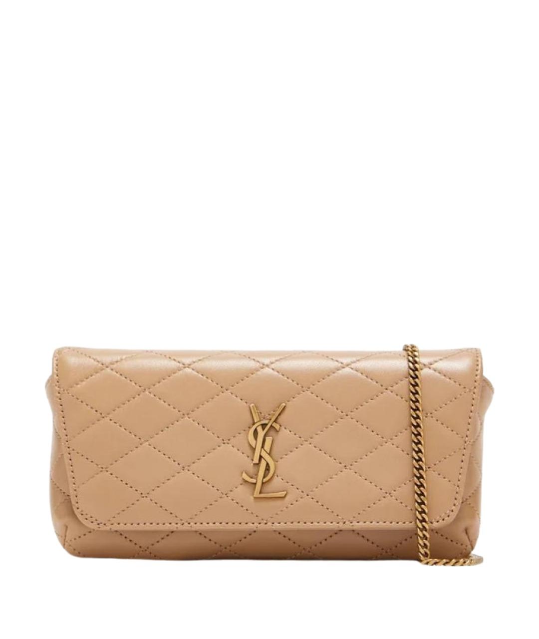 SAINT LAURENT Коричневая кожаная сумка через плечо, фото 1