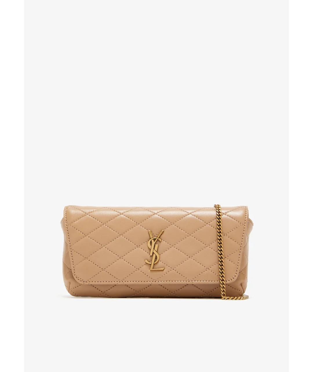 SAINT LAURENT Коричневая кожаная сумка через плечо, фото 6