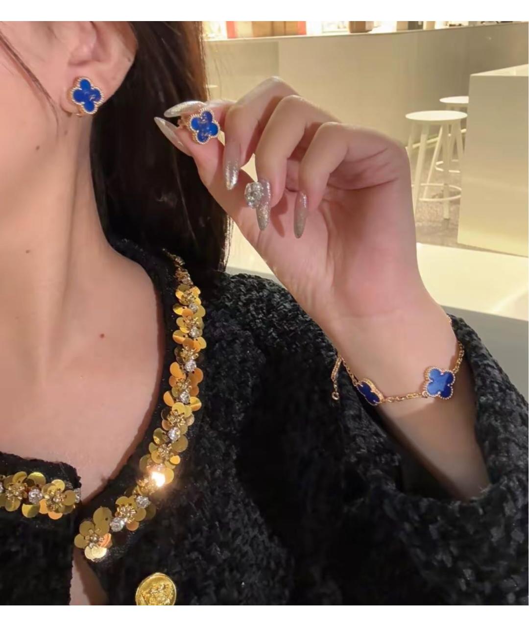 VAN CLEEF & ARPELS Синие серьги из желтого золота, фото 6
