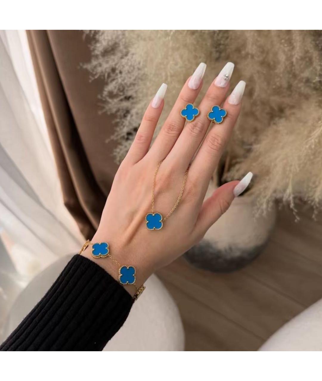 VAN CLEEF & ARPELS Синие серьги из желтого золота, фото 7