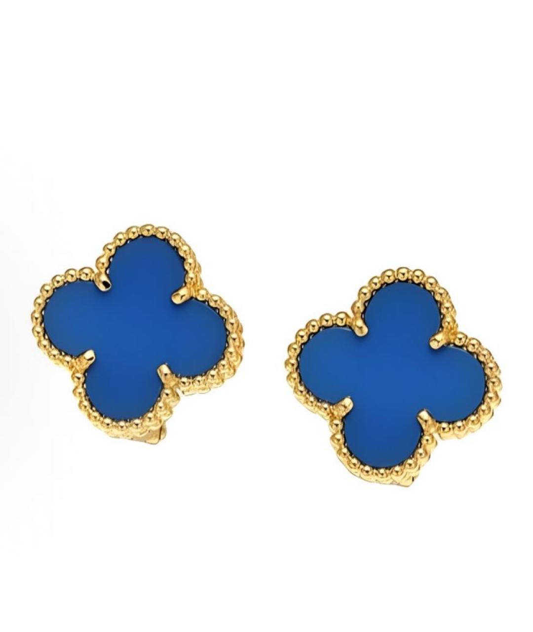 VAN CLEEF & ARPELS Синие серьги из желтого золота, фото 4