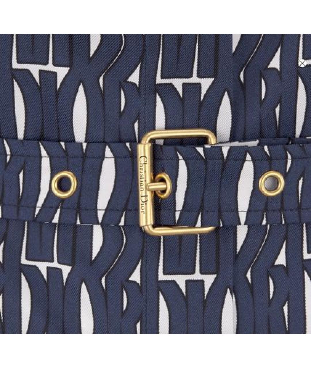 CHRISTIAN DIOR Синее шелковое повседневное платье, фото 2