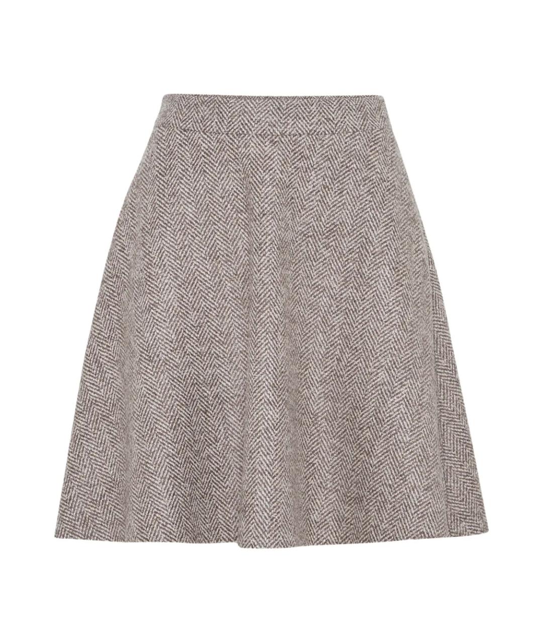 BRUNELLO CUCINELLI Коричневая шерстяная юбка мини, фото 1