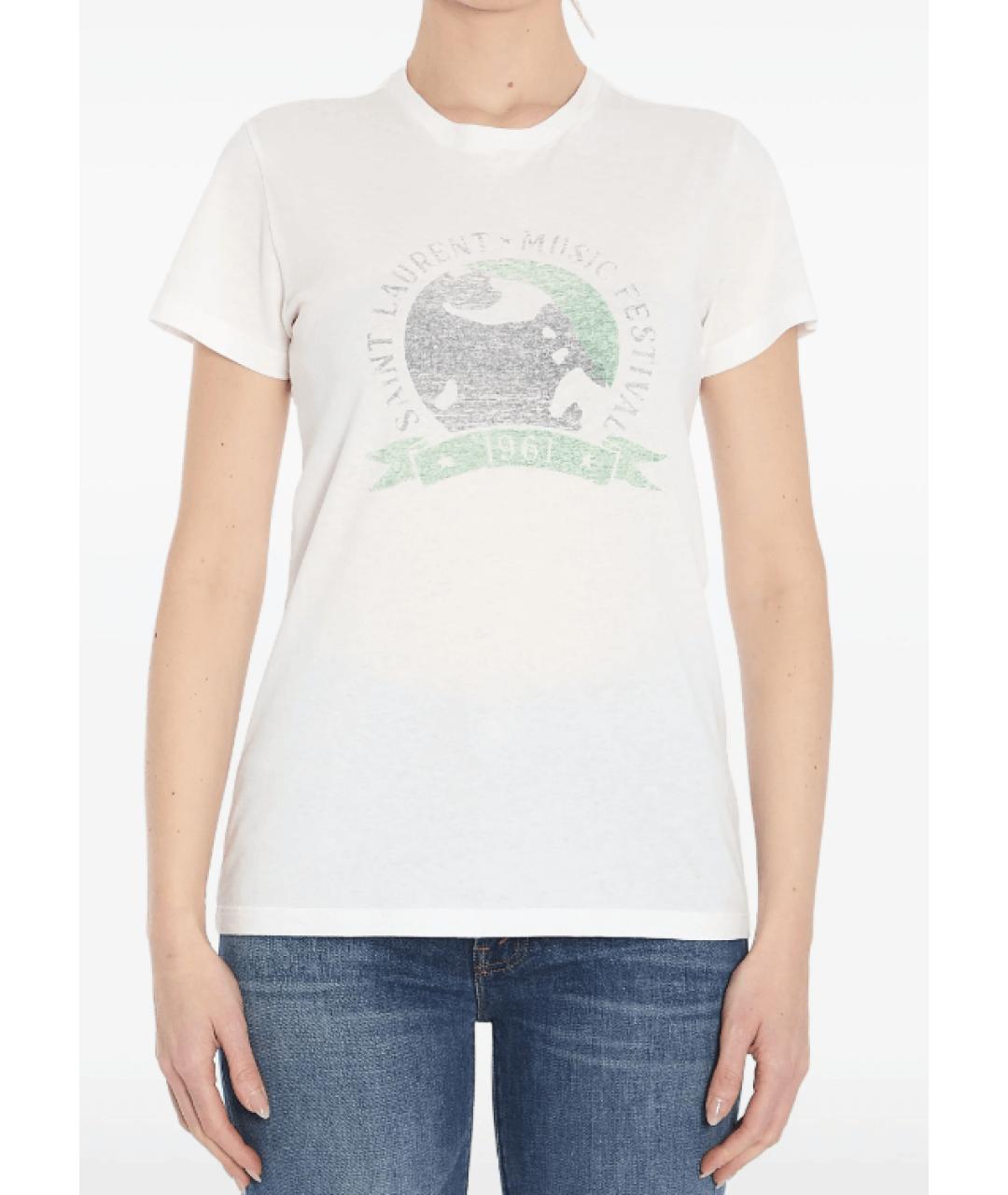 SAINT LAURENT Белая хлопковая футболка, фото 2