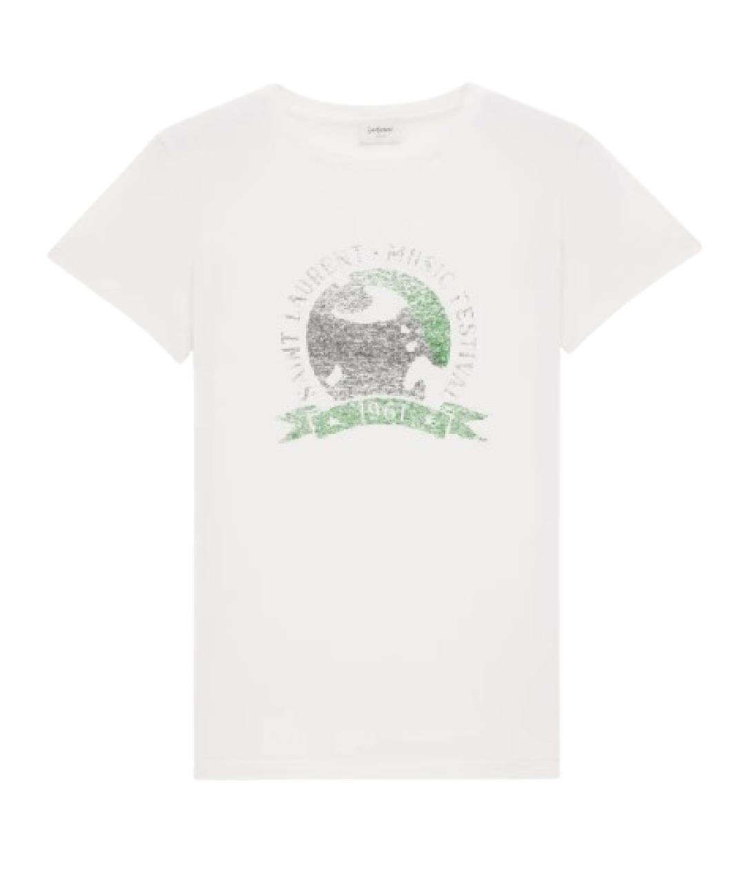 SAINT LAURENT Белая хлопковая футболка, фото 1