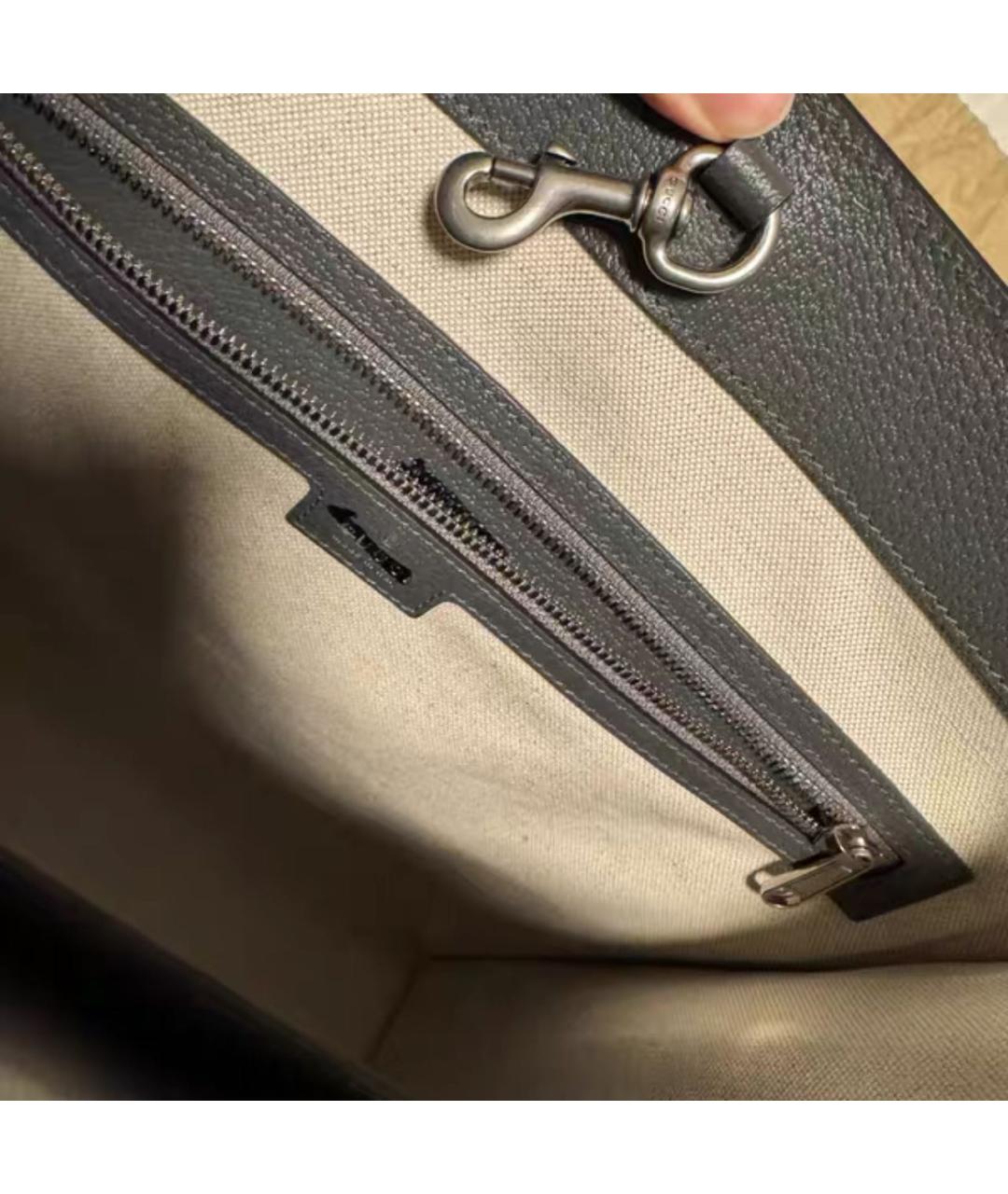 GUCCI Антрацитовая кожаная сумка тоут, фото 4