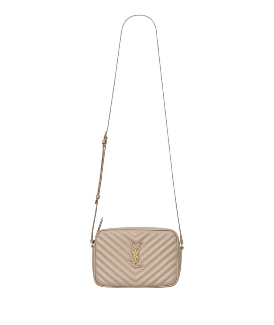 SAINT LAURENT Бежевая кожаная сумка через плечо, фото 1