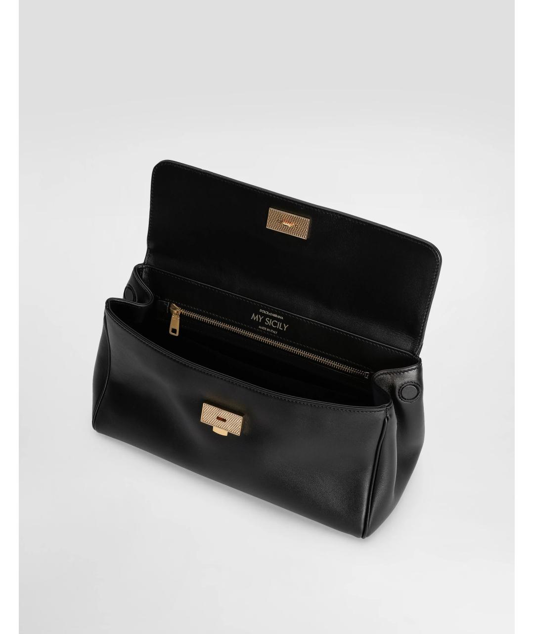 DOLCE&GABBANA Черная кожаная сумка с короткими ручками, фото 6