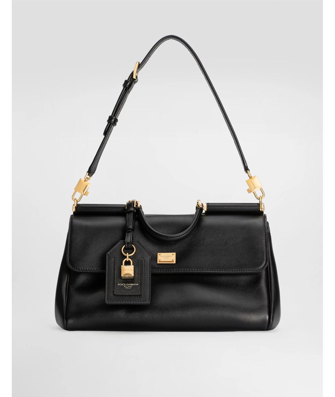 DOLCE&GABBANA Черная кожаная сумка с короткими ручками, фото 3