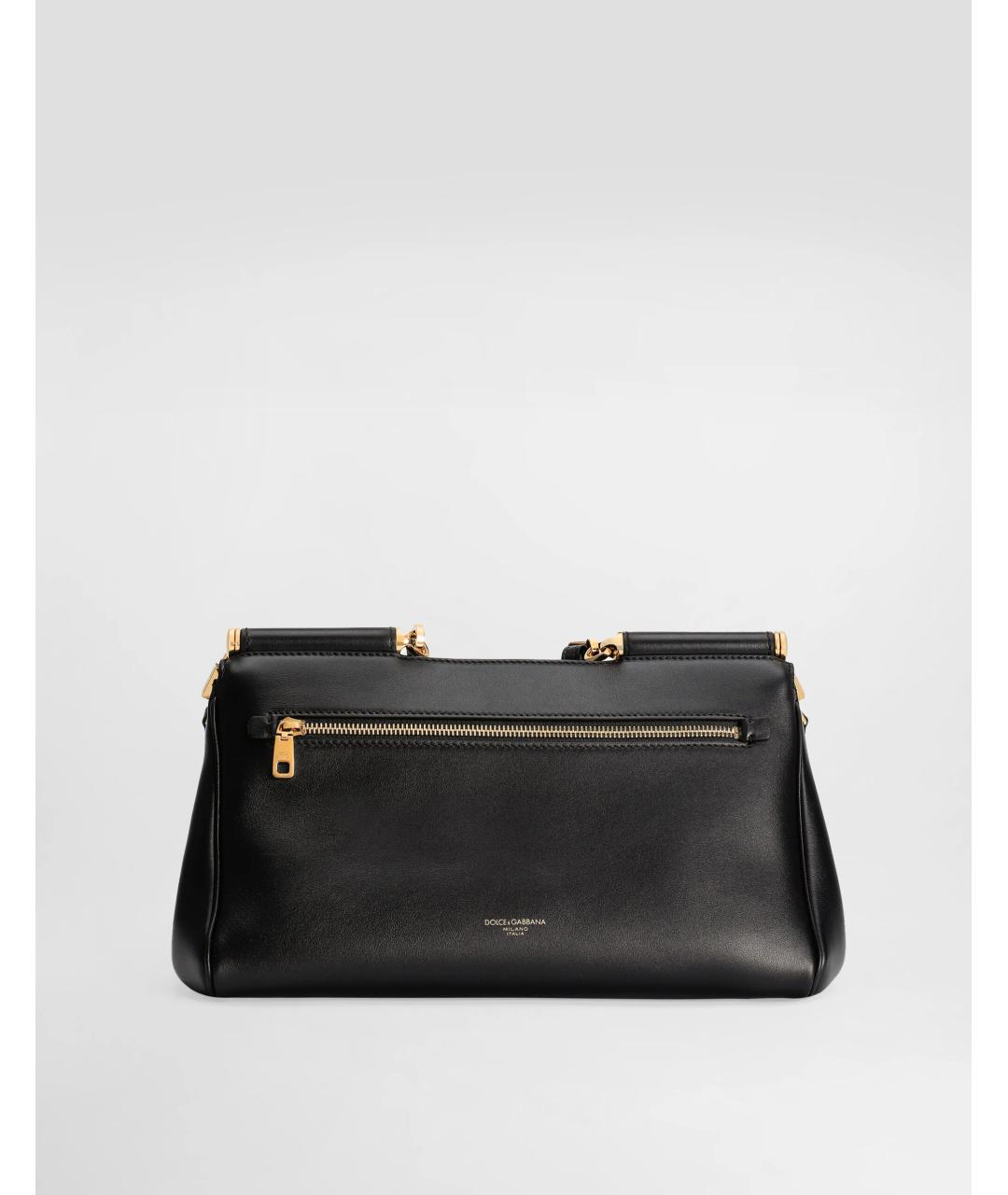 DOLCE&GABBANA Черная кожаная сумка с короткими ручками, фото 5
