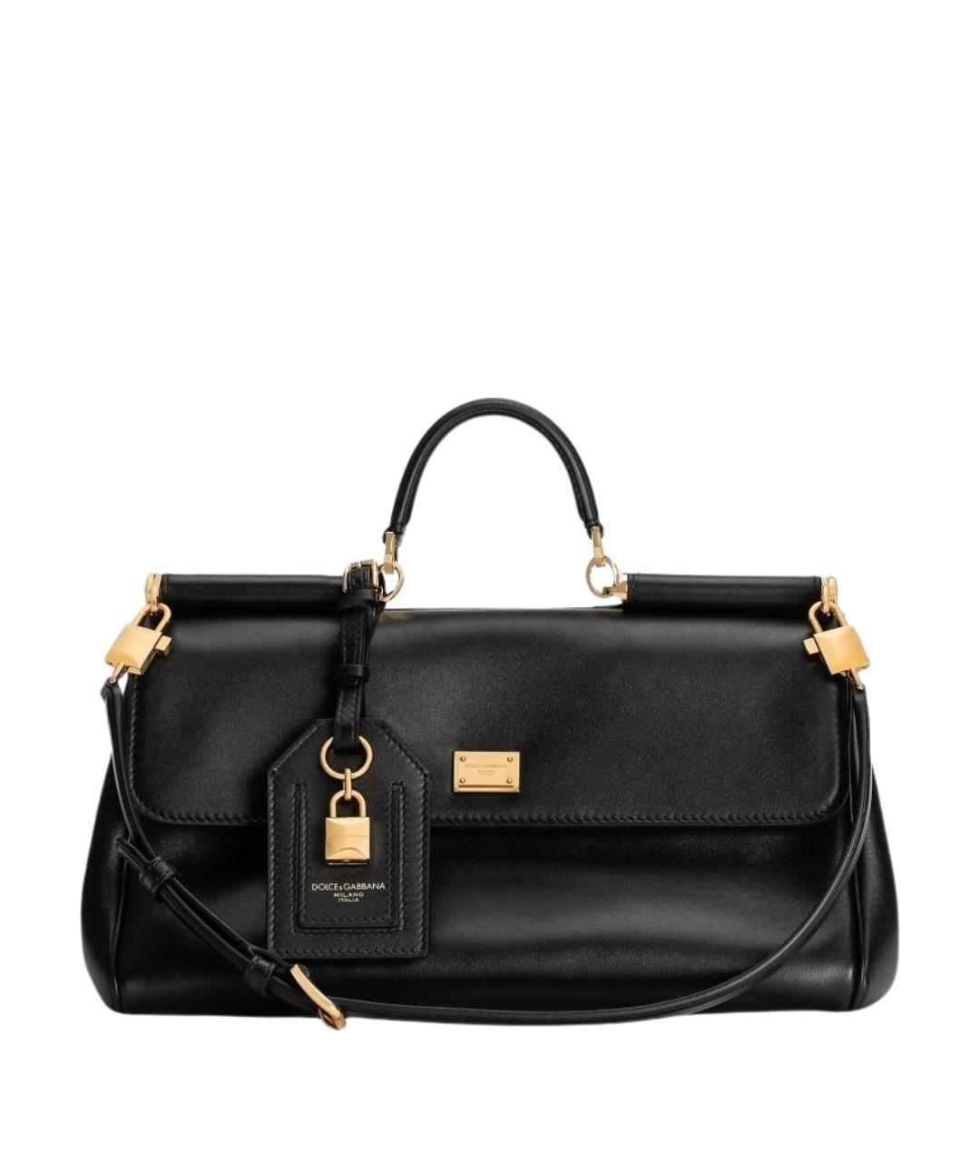 DOLCE&GABBANA Черная кожаная сумка с короткими ручками, фото 1
