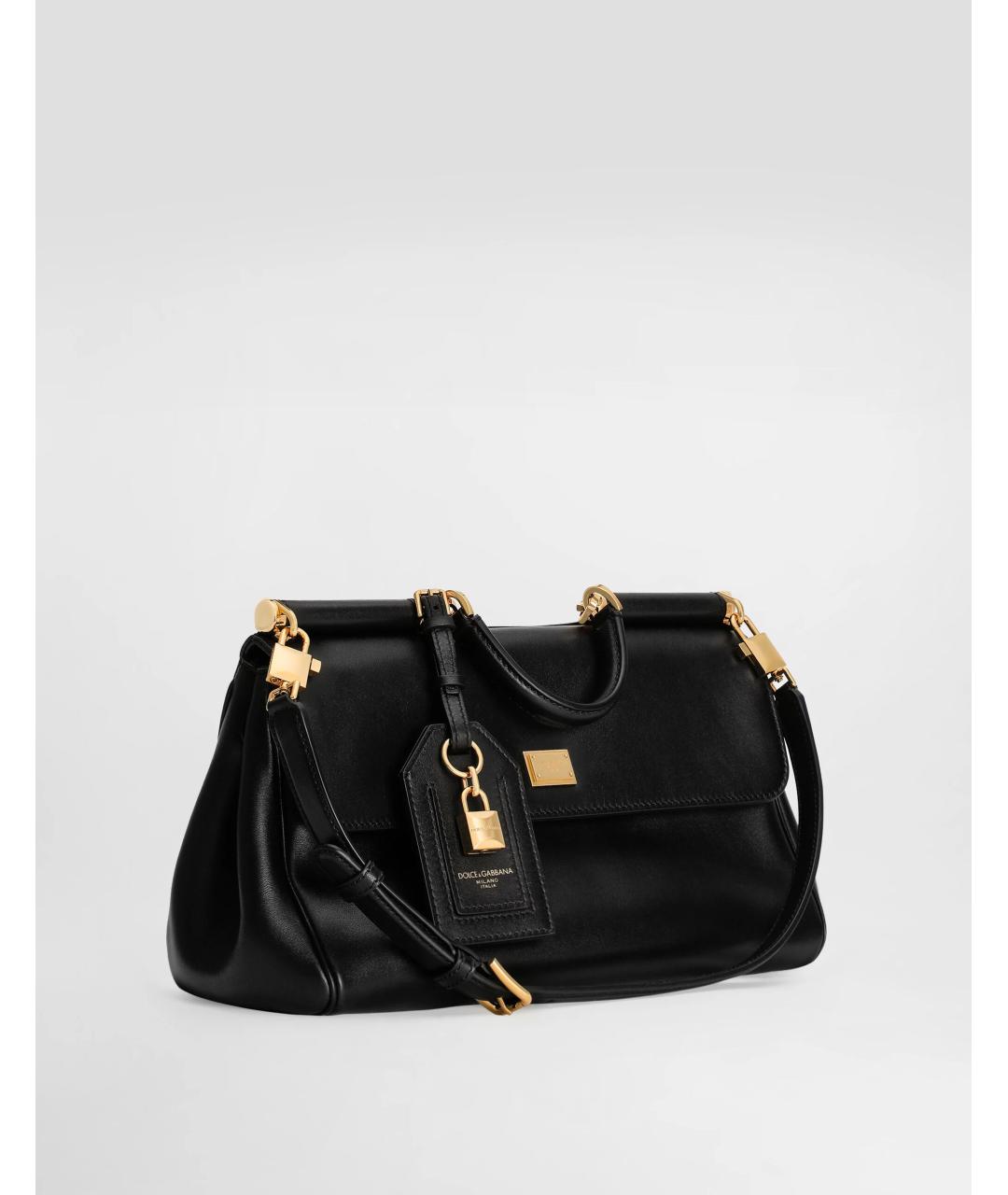 DOLCE&GABBANA Черная кожаная сумка с короткими ручками, фото 4