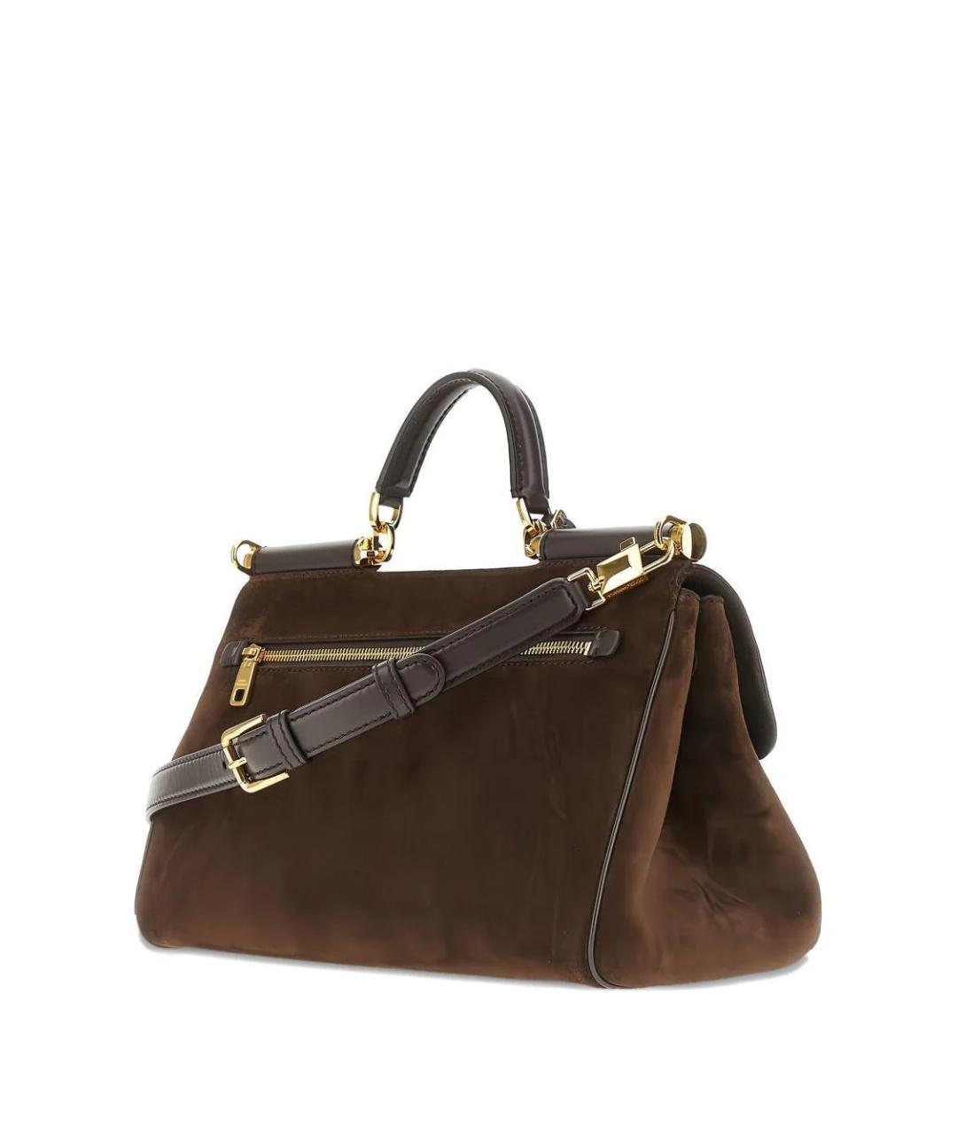 DOLCE&GABBANA Коричневая замшевая сумка с короткими ручками, фото 2