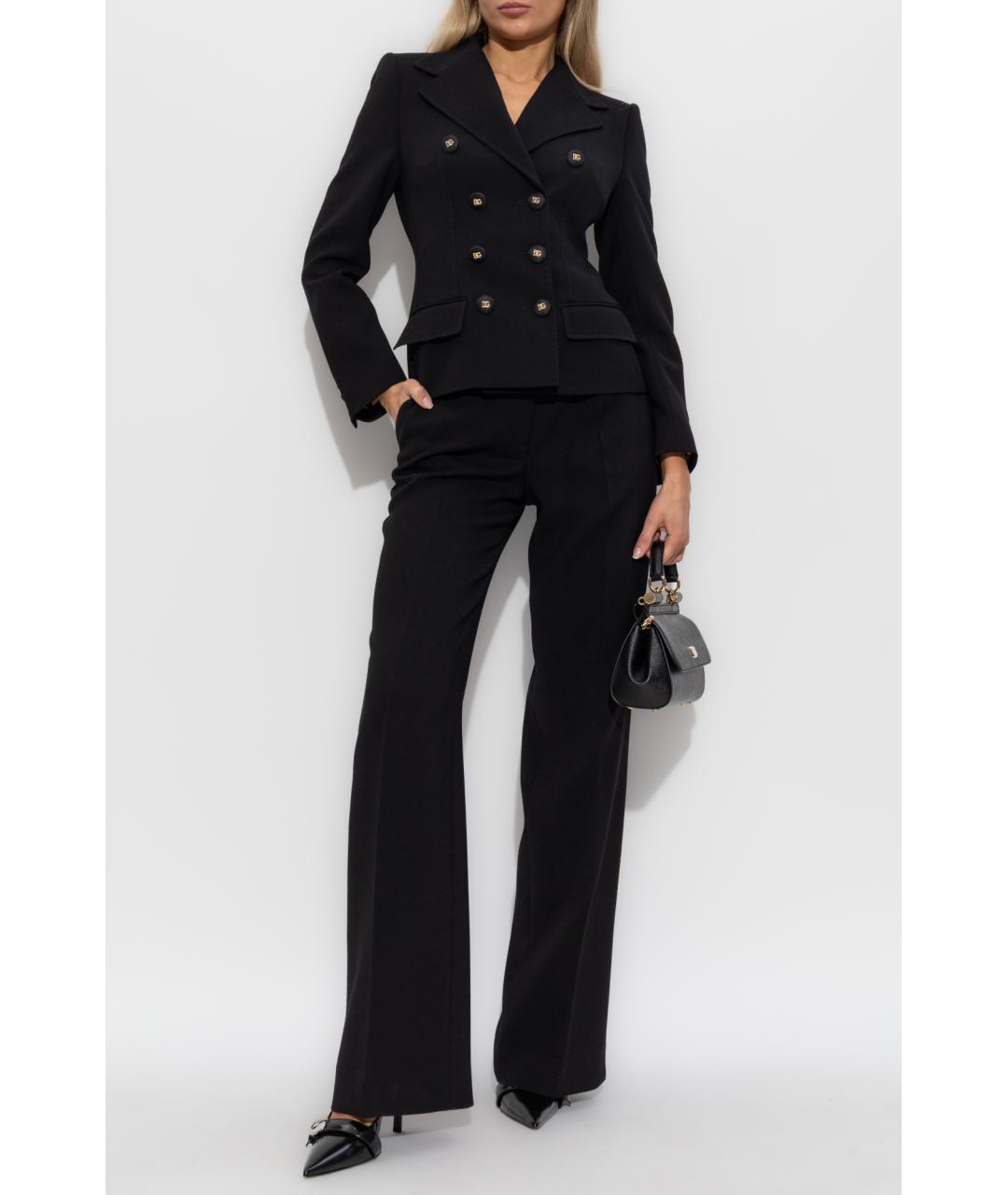 DOLCE&GABBANA Черные шерстяные прямые брюки, фото 2