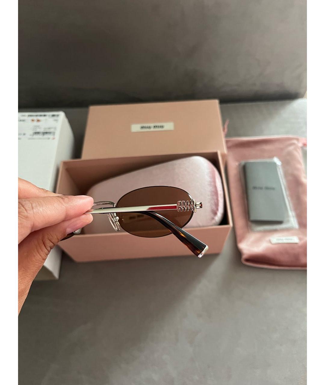 MIU MIU Коричневые металлические солнцезащитные очки, фото 5