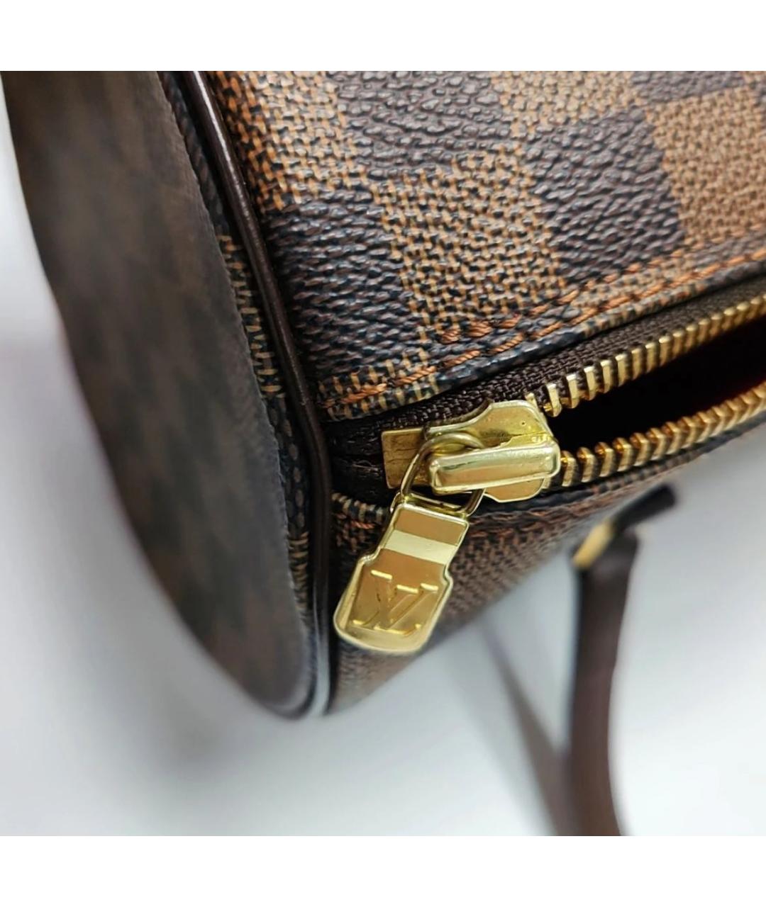 LOUIS VUITTON Коричневая кожаная сумка с короткими ручками, фото 7