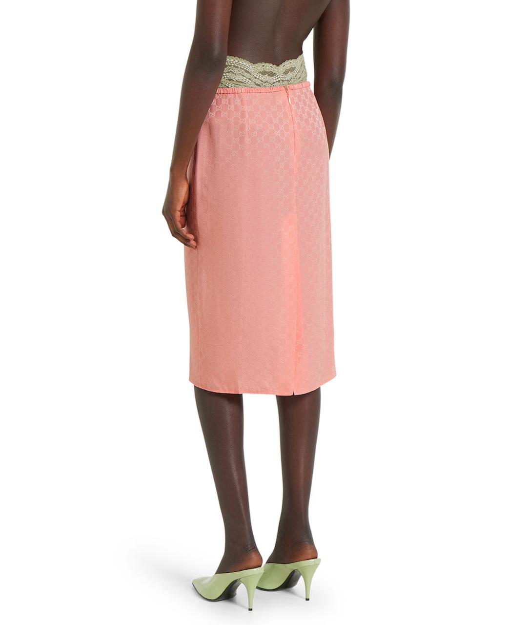 GUCCI Розовая юбка миди, фото 4