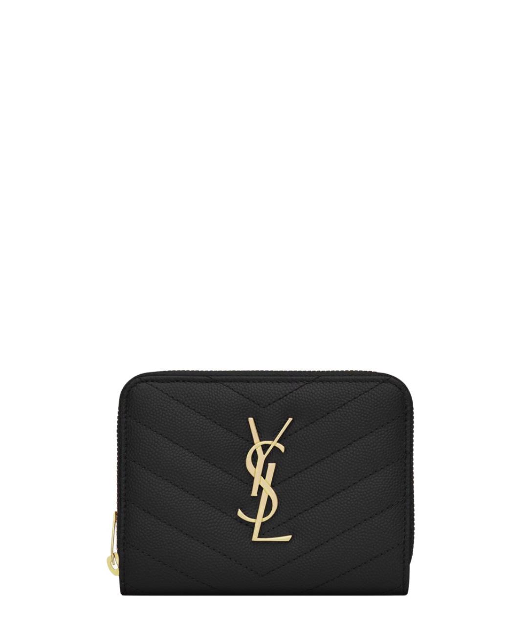 SAINT LAURENT Черный кожаный кошелек, фото 1