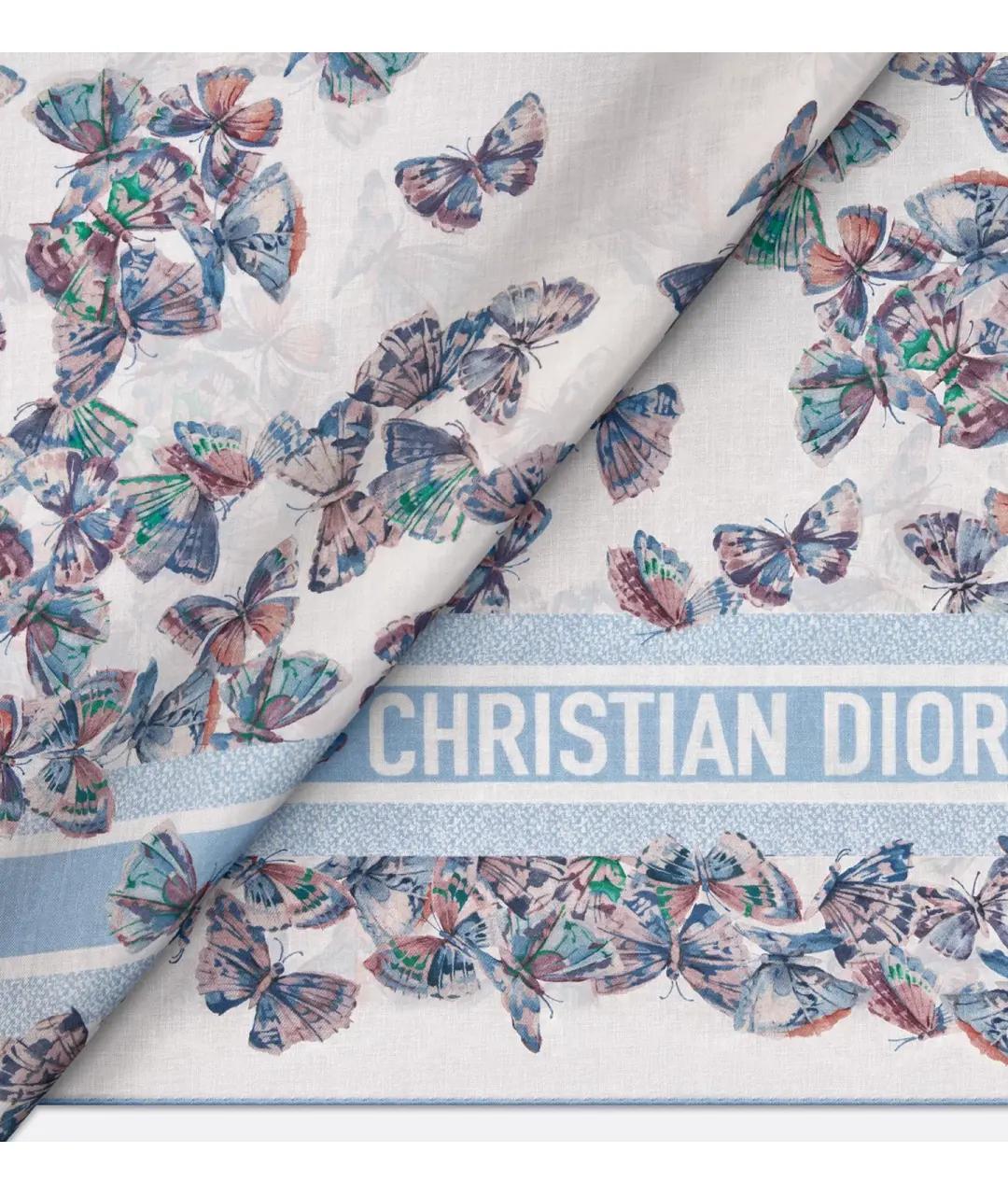 CHRISTIAN DIOR Синий кашемировый шарф, фото 3