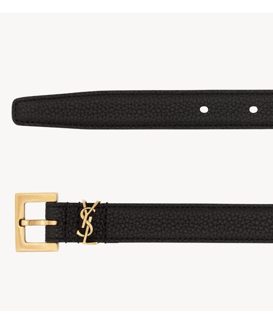 SAINT LAURENT Черный кожаный ремень, фото 2