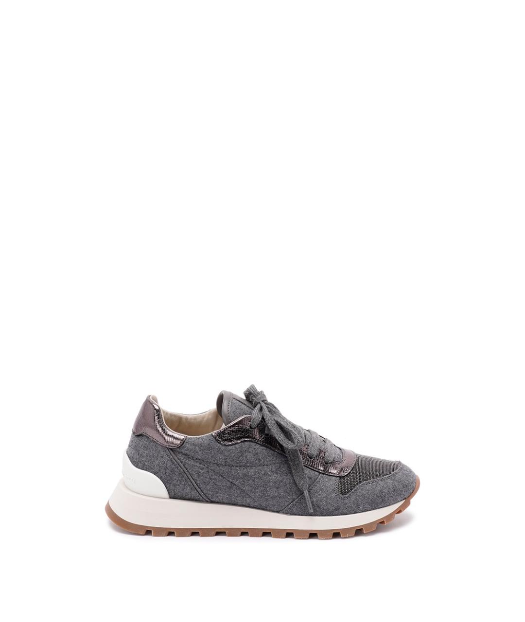 BRUNELLO CUCINELLI Серые текстильные кроссовки, фото 1