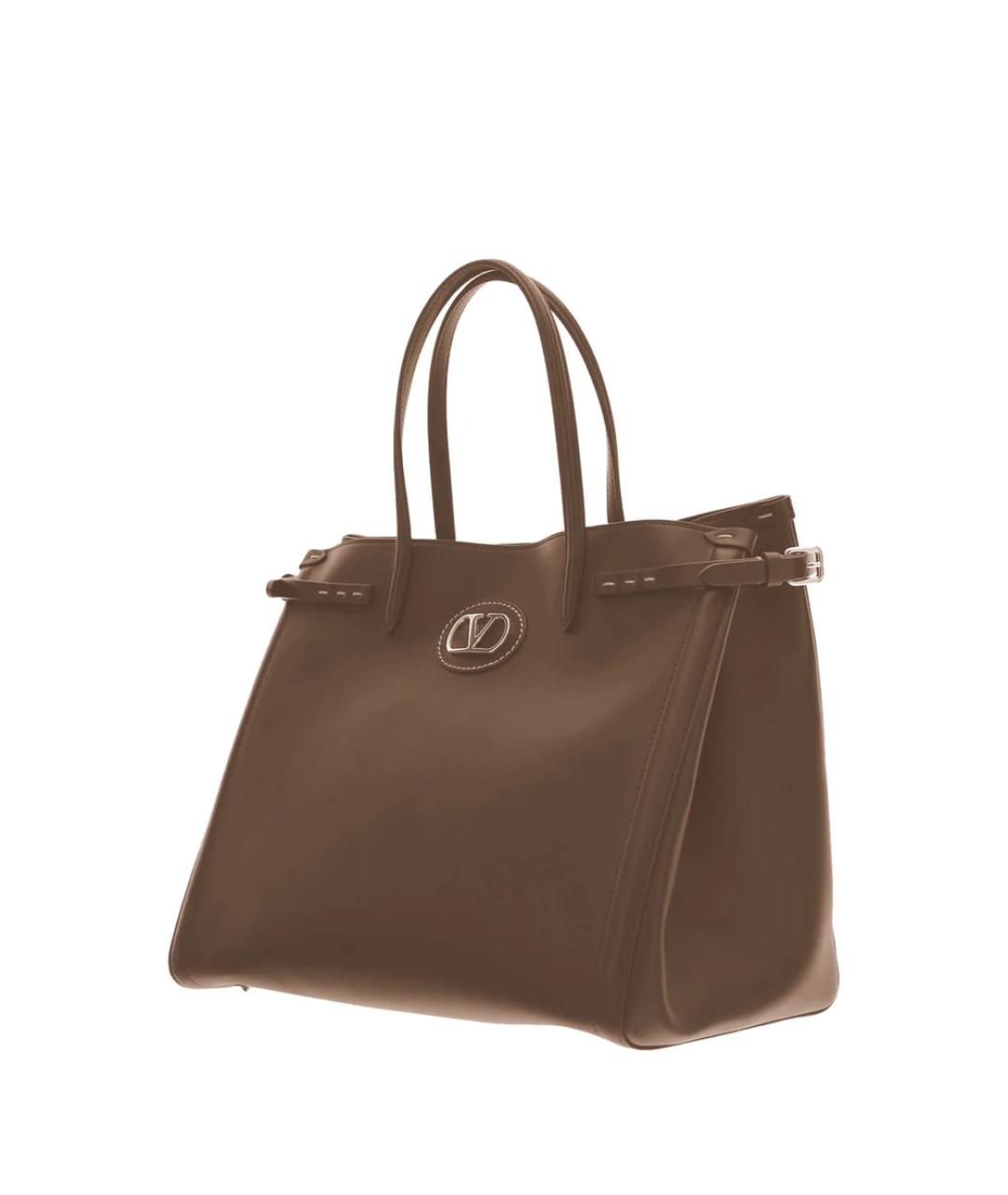 VALENTINO Коричневая кожаная сумка с короткими ручками, фото 2