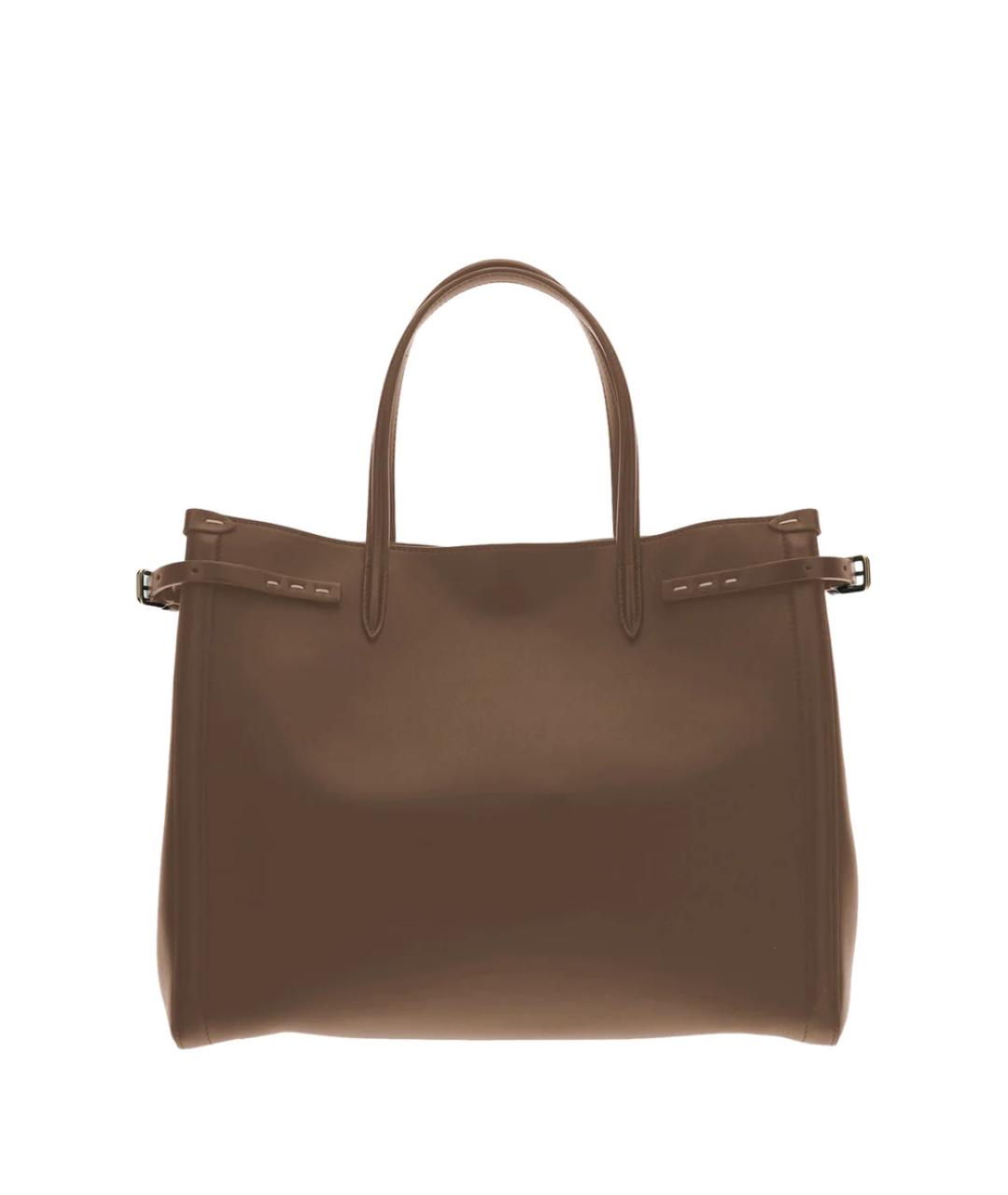 VALENTINO Коричневая кожаная сумка с короткими ручками, фото 3