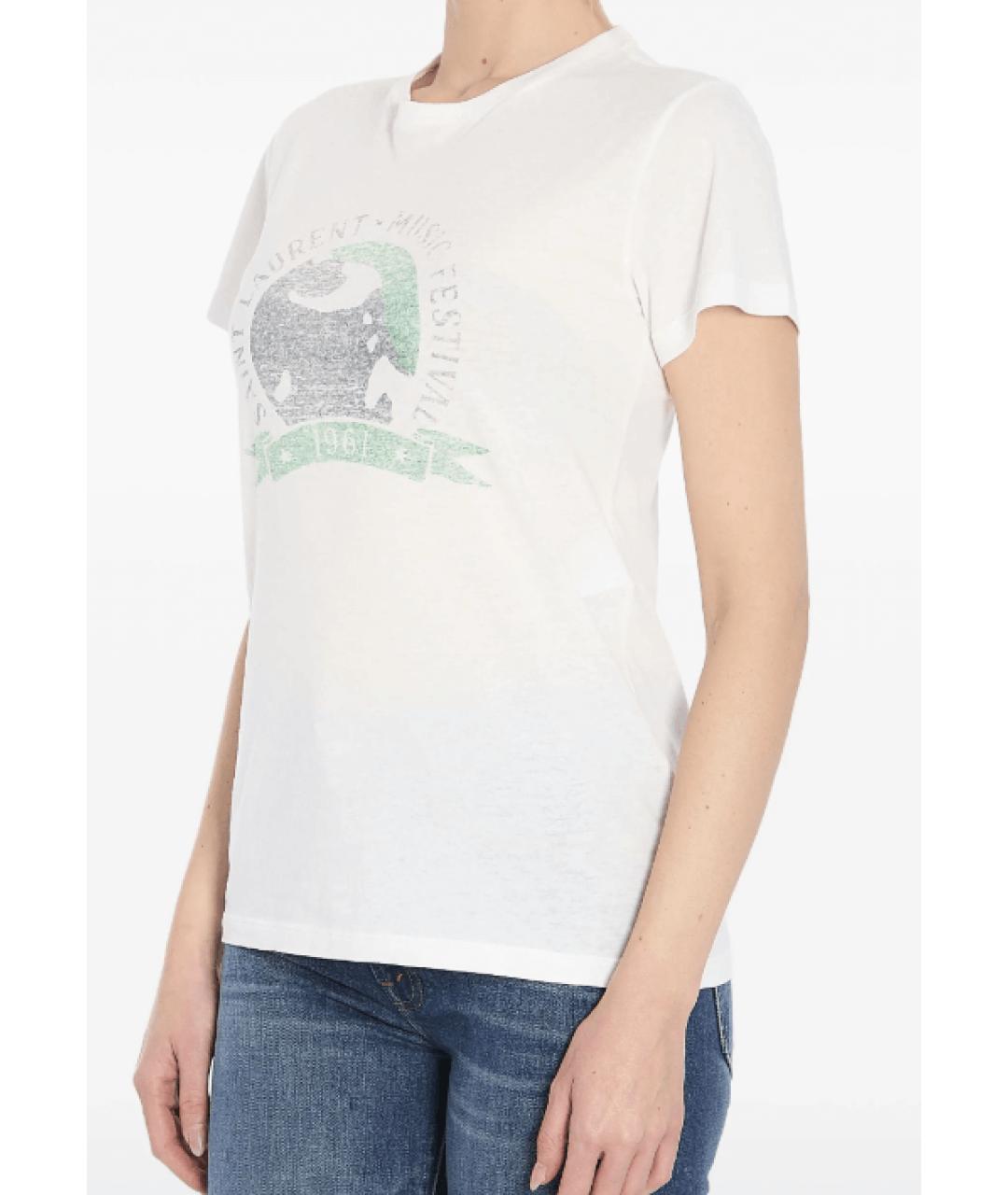 SAINT LAURENT Белая хлопковая футболка, фото 3