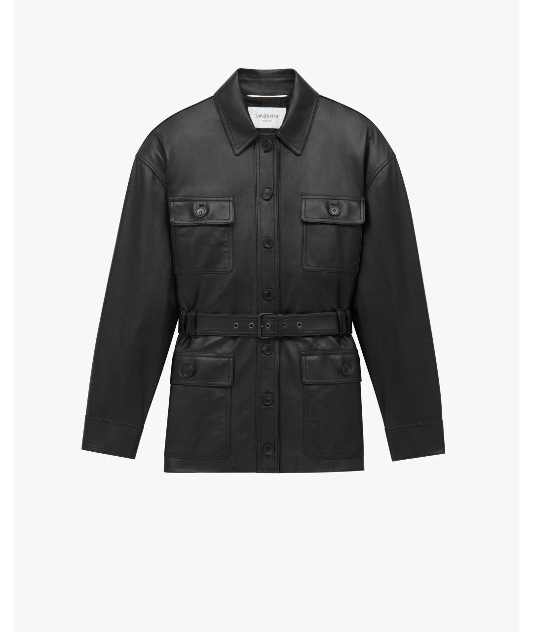 SAINT LAURENT Черная кожаная куртка, фото 3