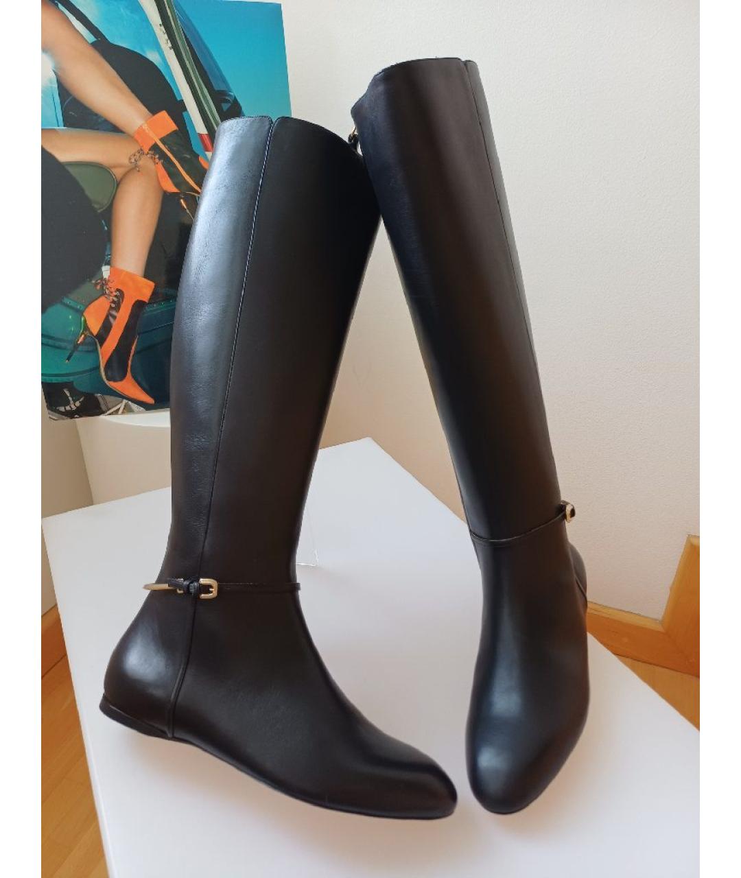 NINA RICCI Черные кожаные сапоги, фото 5