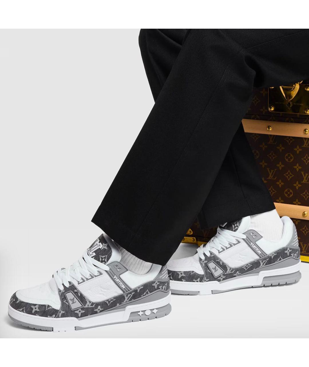 LOUIS VUITTON Серые кожаные низкие кроссовки / кеды, фото 2