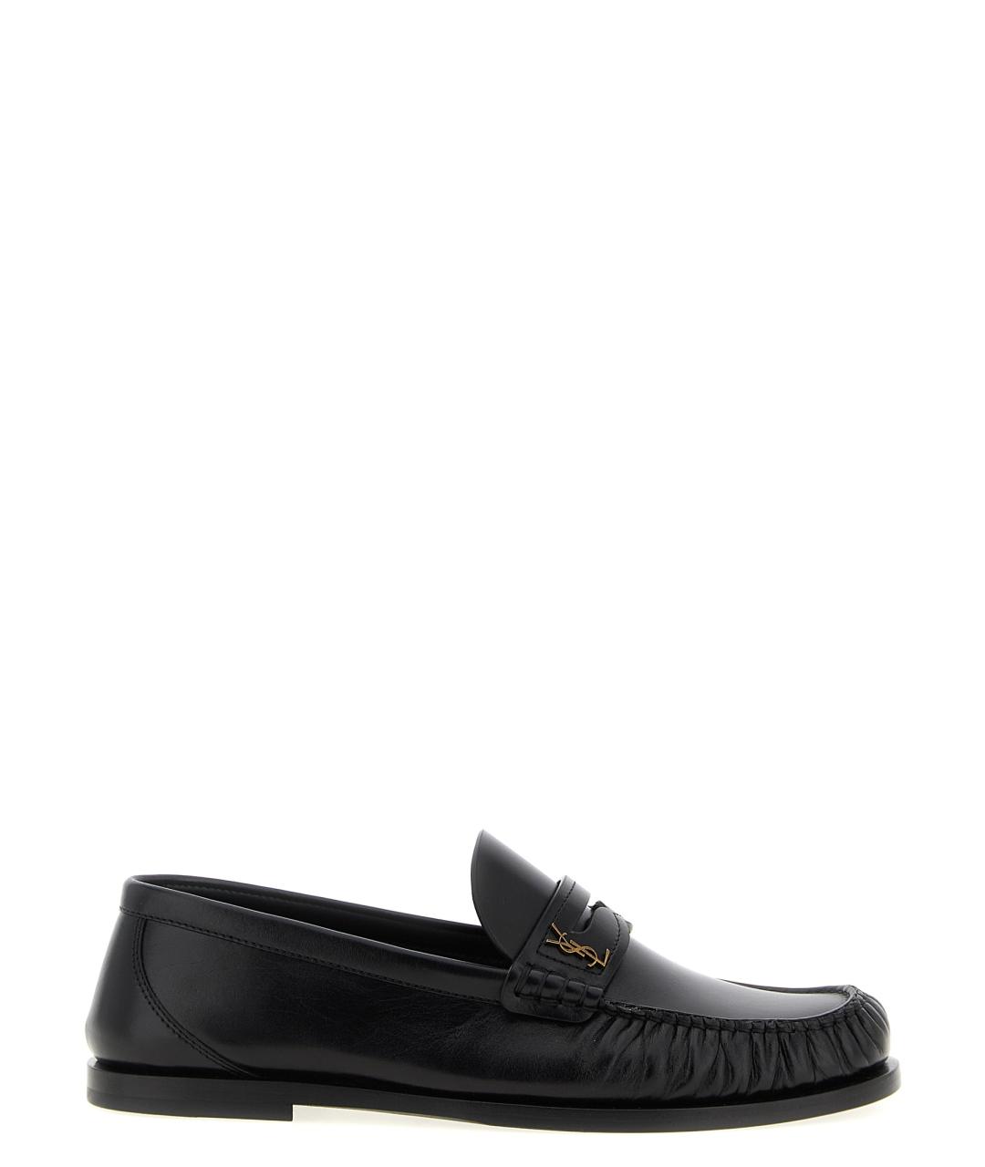 SAINT LAURENT Черные кожаные лоферы, фото 1