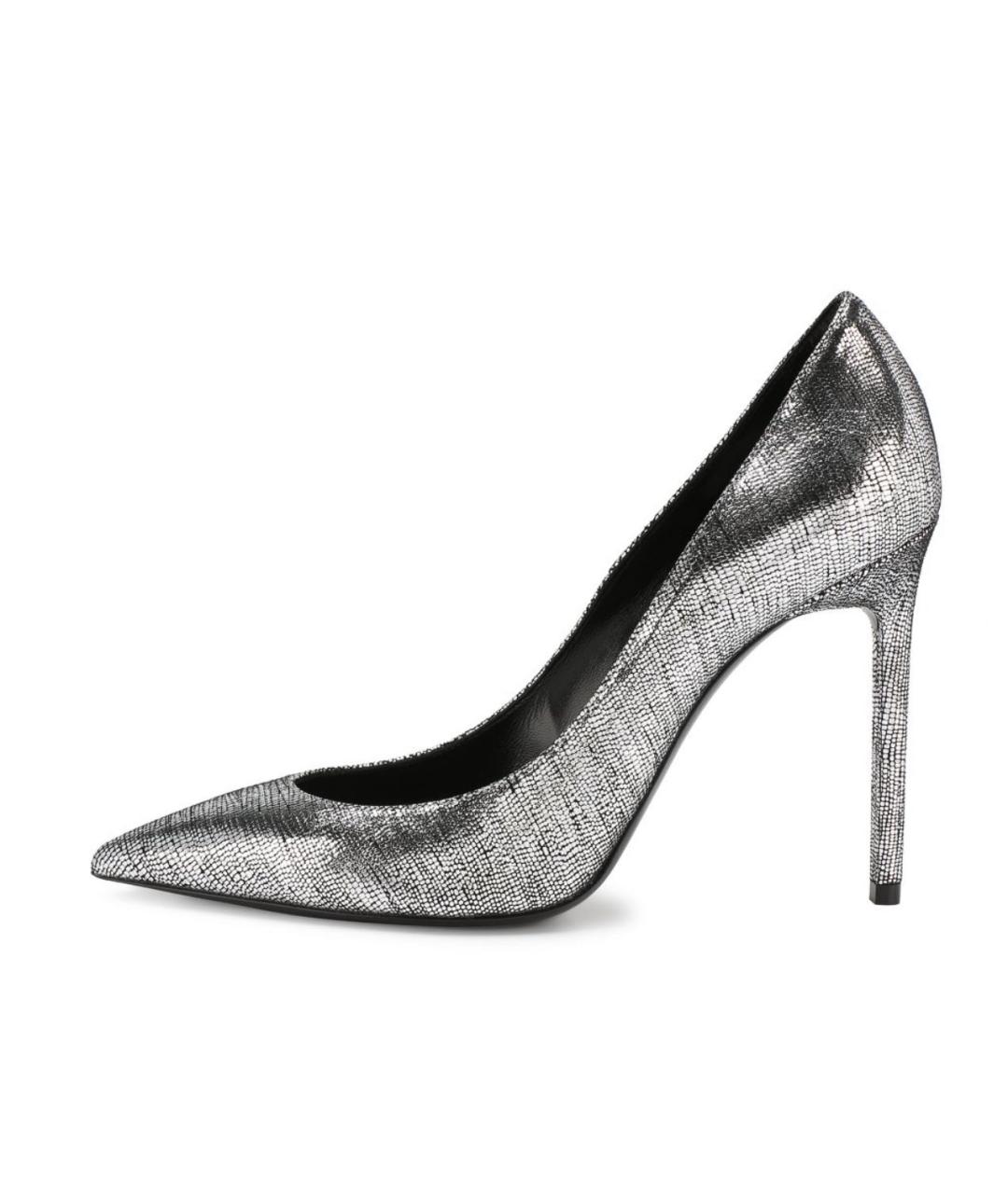 SAINT LAURENT Серебряные кожаные туфли, фото 7