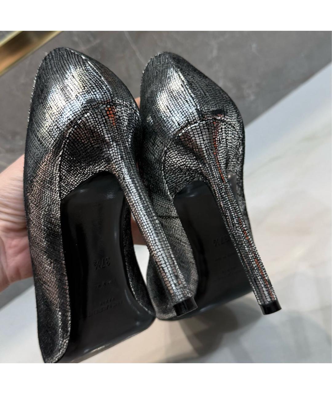 SAINT LAURENT Серебряные кожаные туфли, фото 5