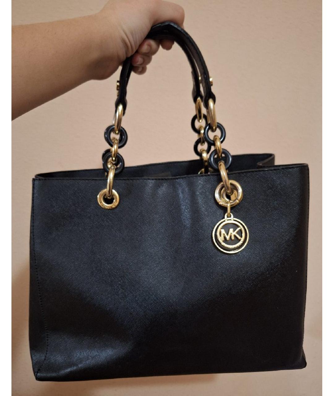MICHAEL KORS Черная кожаная сумка с короткими ручками, фото 5