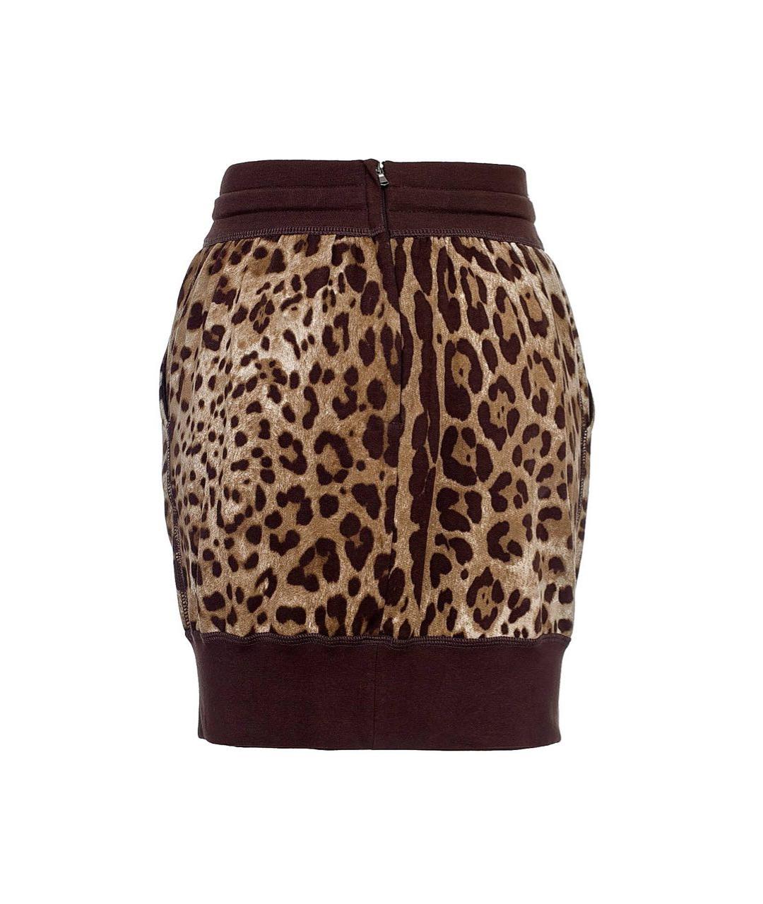 DOLCE&GABBANA Коричневая хлопковая юбка мини, фото 2