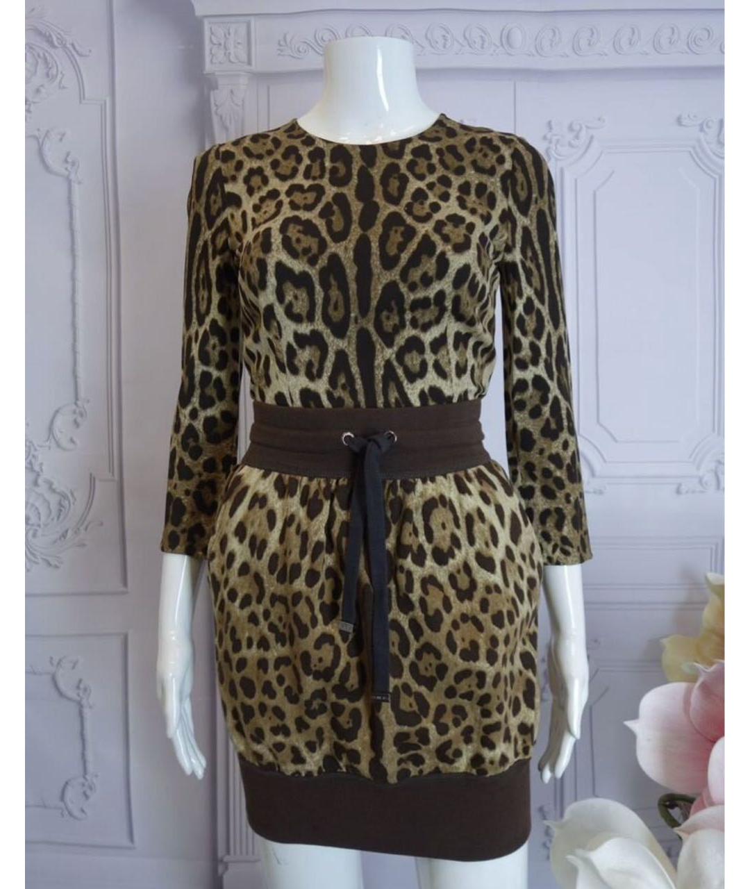 DOLCE&GABBANA Коричневая хлопковая юбка мини, фото 8