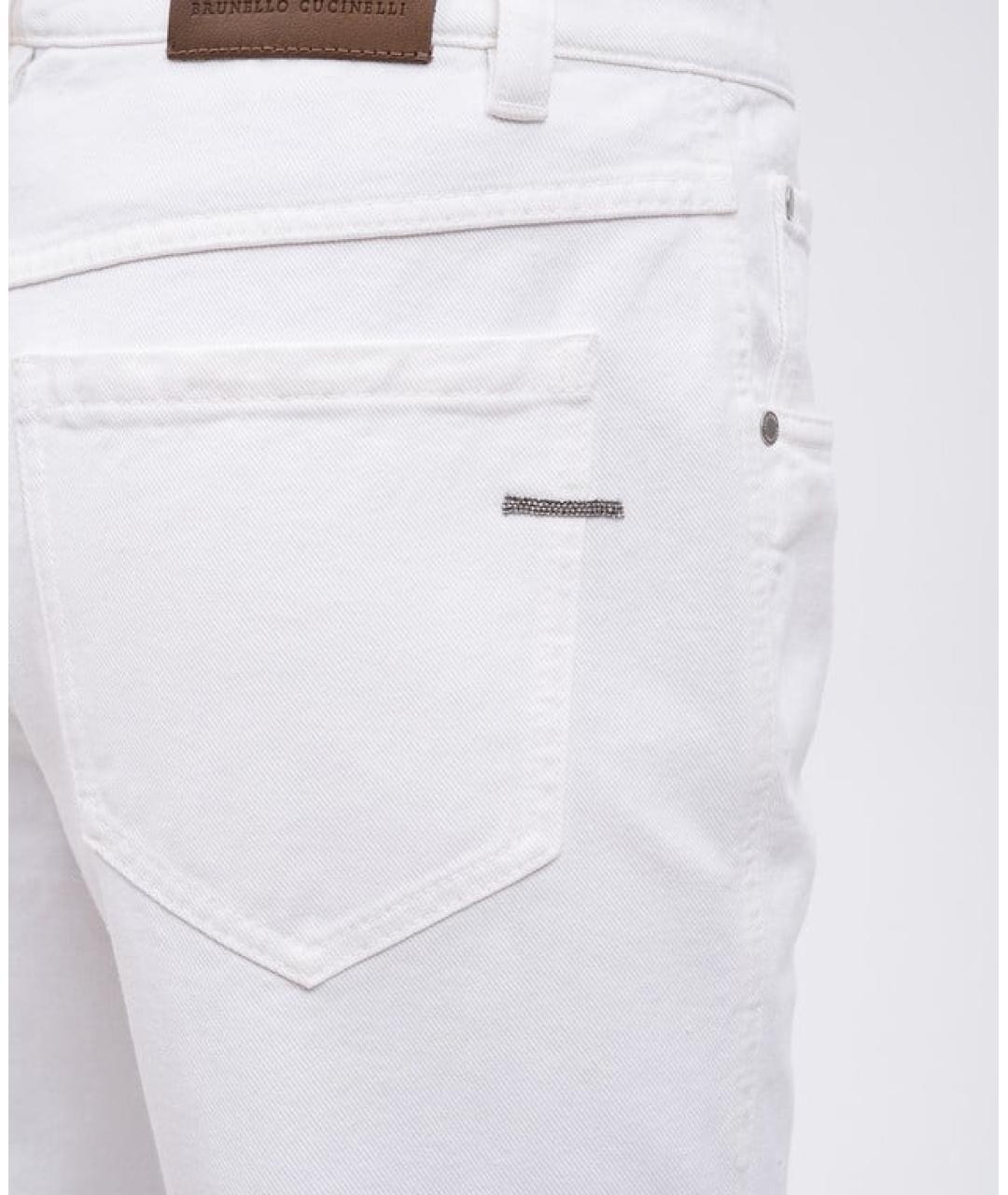 BRUNELLO CUCINELLI Белые хлопковые прямые джинсы, фото 4