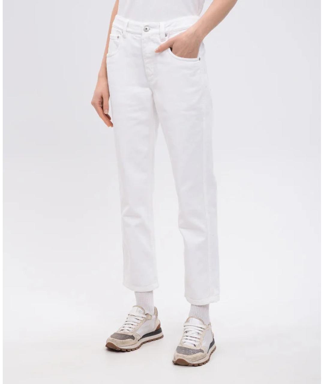 BRUNELLO CUCINELLI Белые хлопковые прямые джинсы, фото 2