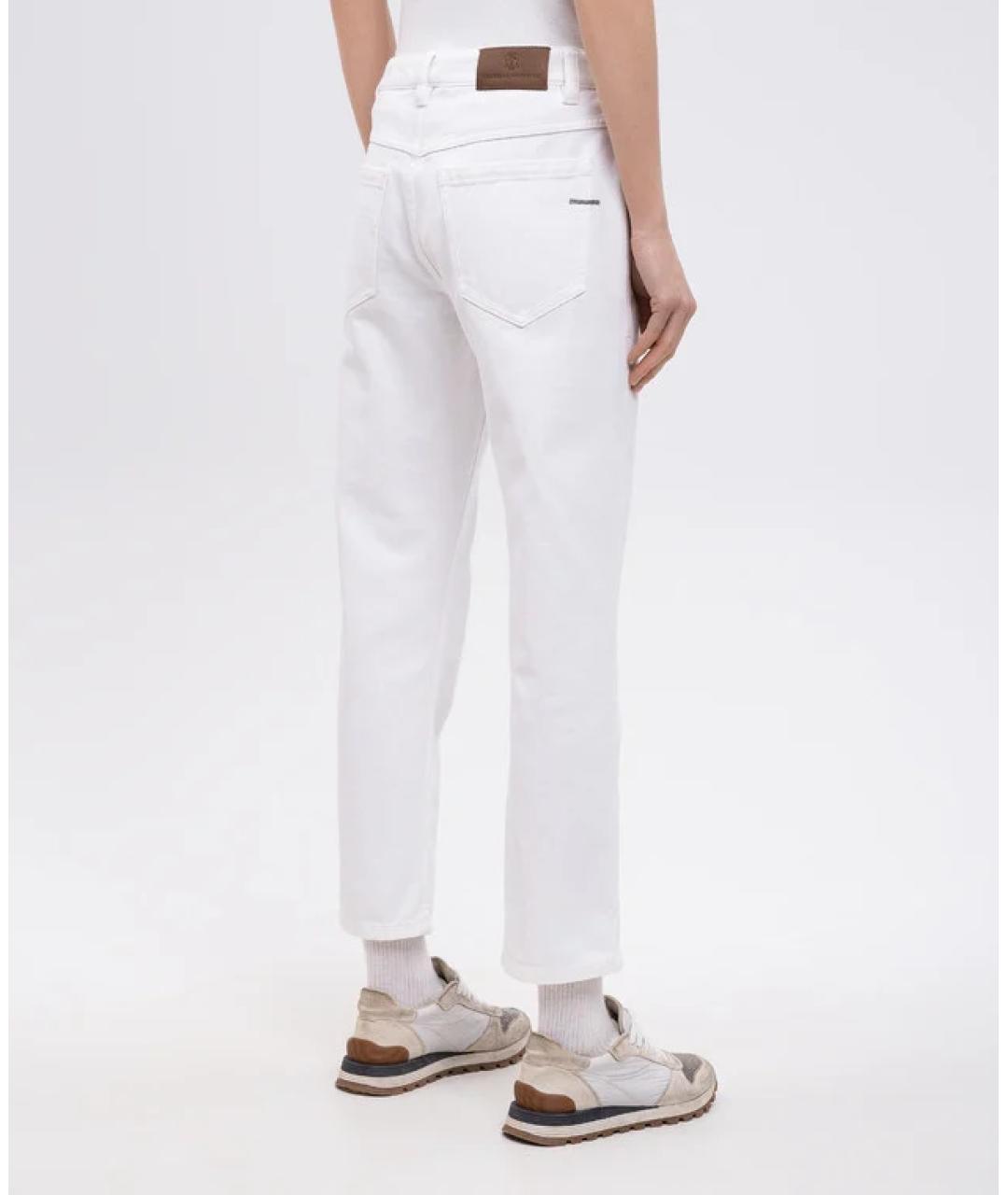 BRUNELLO CUCINELLI Белые хлопковые прямые джинсы, фото 3