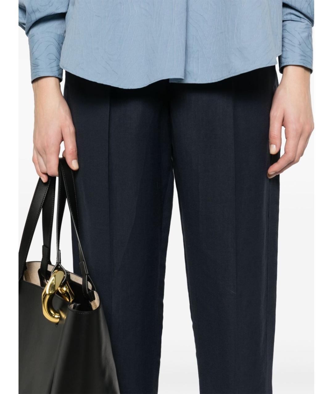 BRUNELLO CUCINELLI Синие вискозные прямые брюки, фото 5