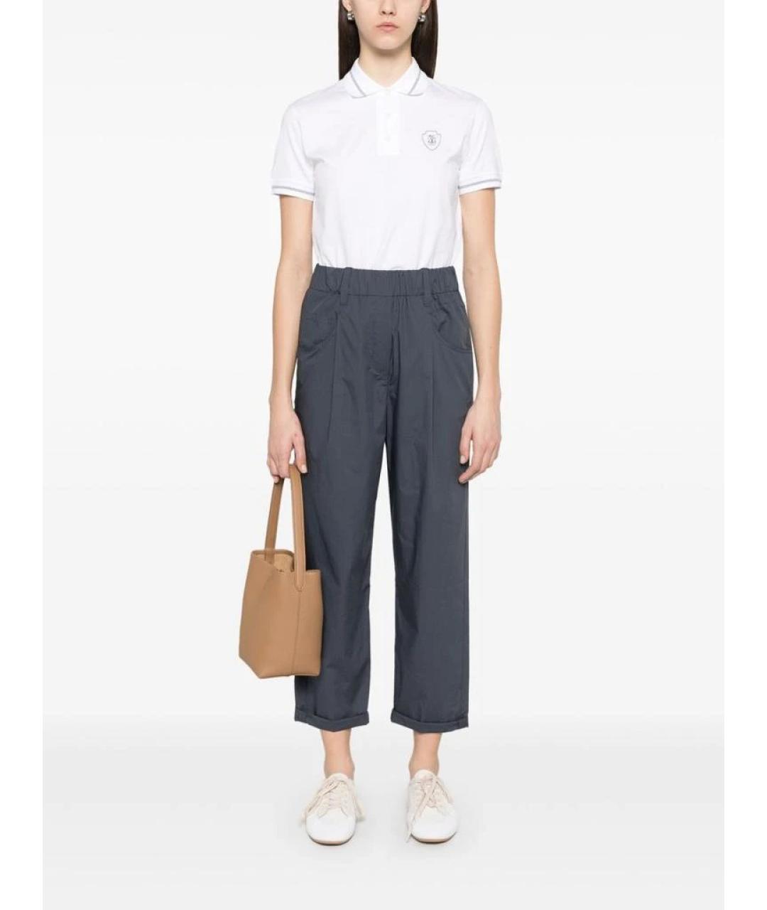 BRUNELLO CUCINELLI Синие хлопковые прямые брюки, фото 4