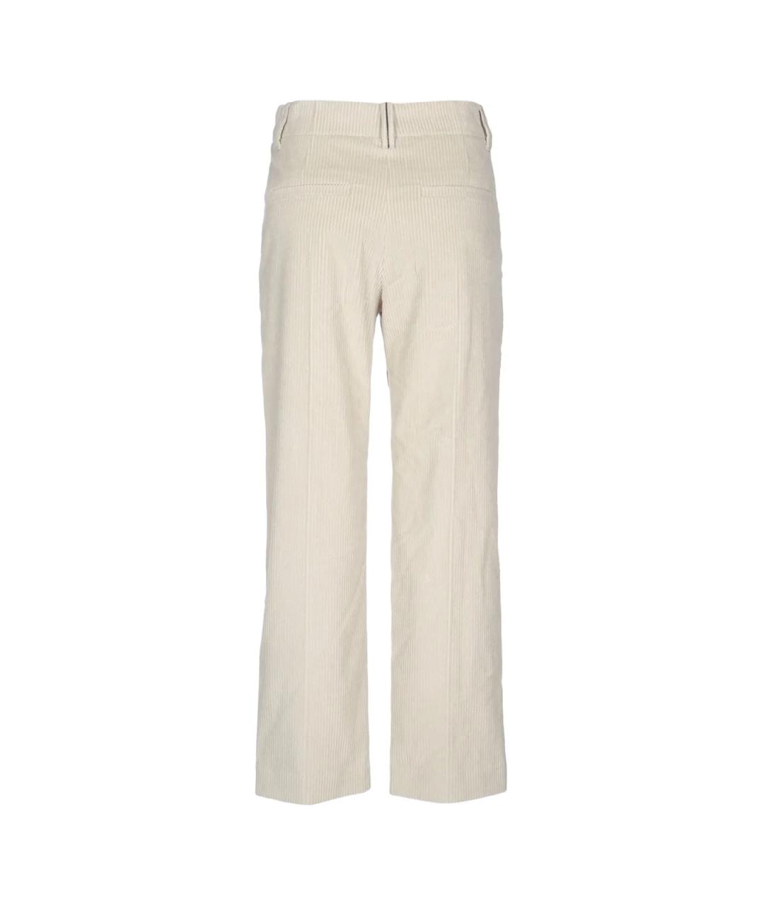 BRUNELLO CUCINELLI Бежевые хлопковые прямые брюки, фото 2