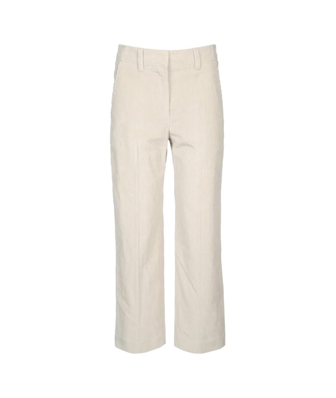 BRUNELLO CUCINELLI Бежевые хлопковые прямые брюки, фото 1